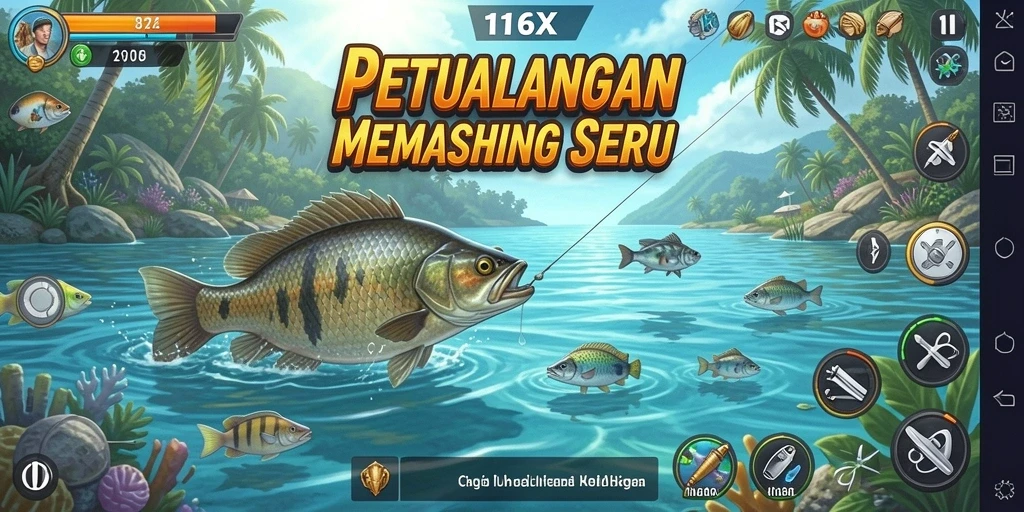 Tangkapan ikan besar dalam gameplay 116X yang memukau.