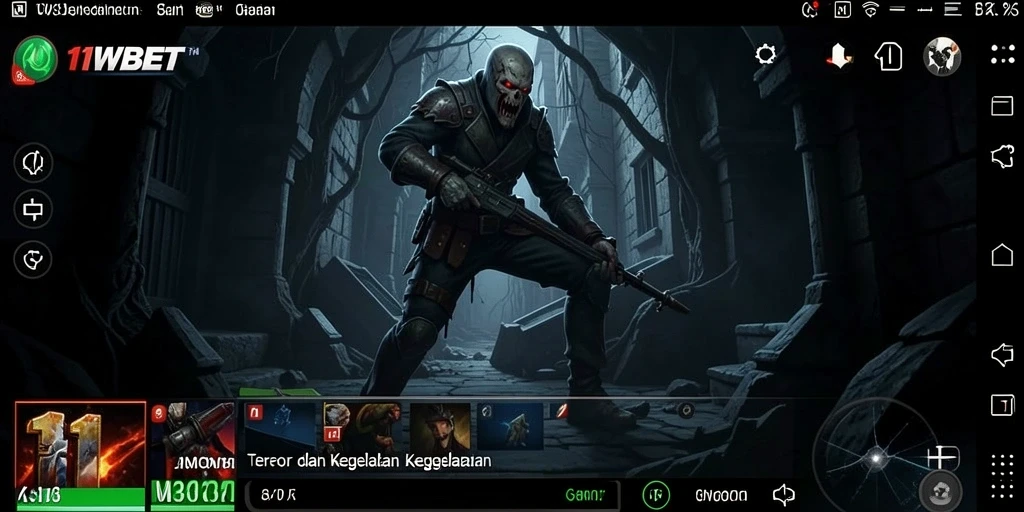 Screenshot dari gameplay Horror 11WBET menampilkan suasana mencekam dan efek visual menakutkan.