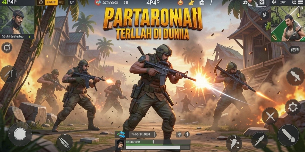 Tampilan gameplay seru dalam 4P4P Battle Royale.