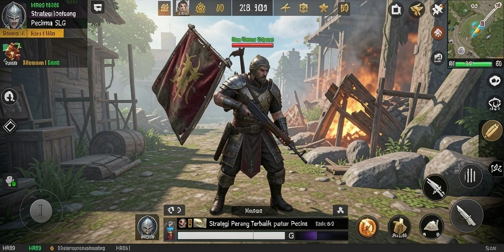 Gameplay intens yang menampilkan pertempuran strategi SLG yang mendebarkan.