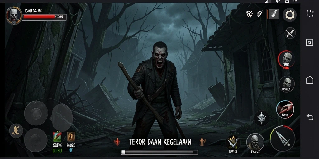 Screenshot gameplay SVIP4 menampilkan momen menegangkan di dalam kegelapan.
